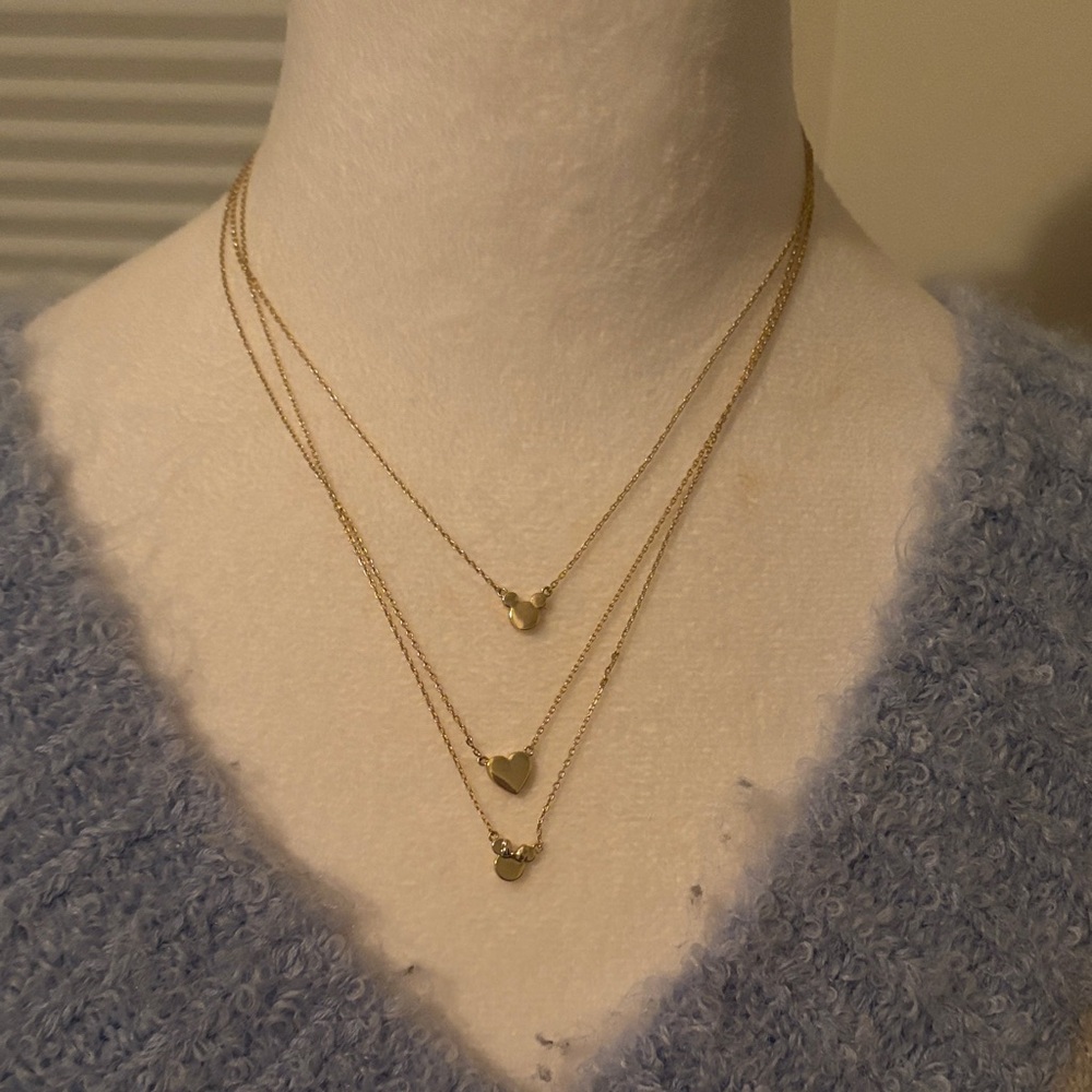Layered Gold Mickey & Minnie Necklace